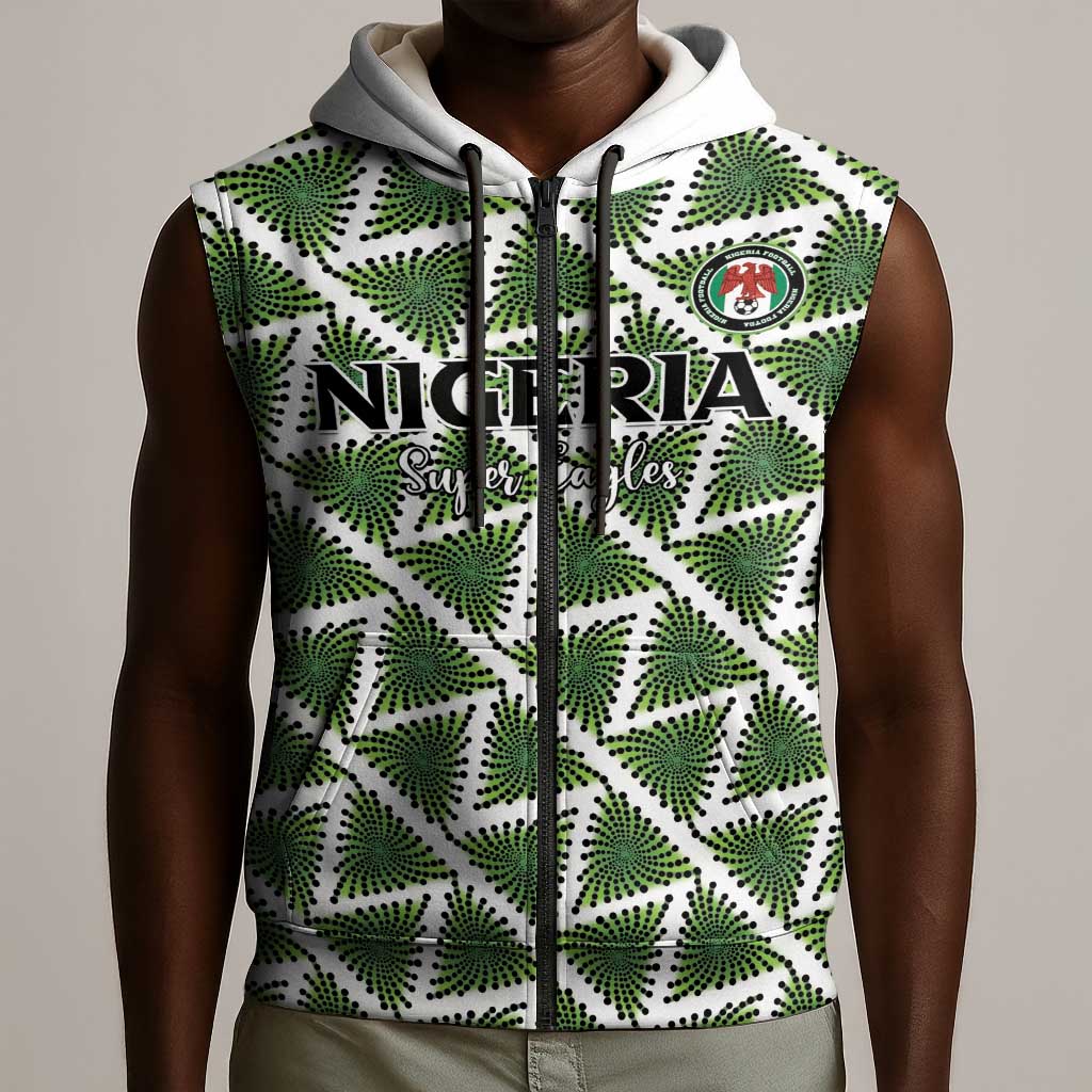 Custom Nigeria Football Sleeveless Zip Hoodie Come On Super Eagles - African Pride