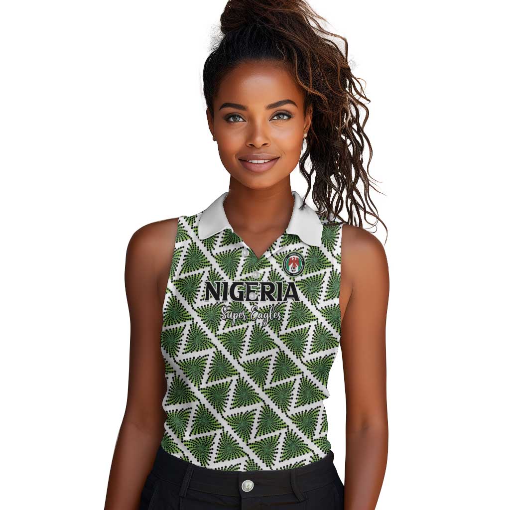 Custom Nigeria Football Women Sleeveless Polo Shirt Come On Super Eagles - African Pride