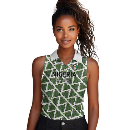 Custom Nigeria Football Women Sleeveless Polo Shirt Come On Super Eagles - African Pride