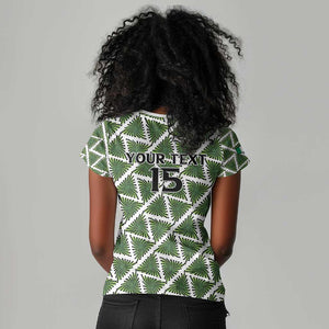 Custom Nigeria Football Women V-Neck T-Shirt Come On Super Eagles - African Pride