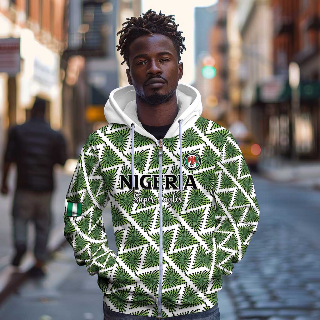 Custom Nigeria Football Zip Hoodie Come On Super Eagles - African Pride