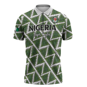 Custom Nigeria Football Zipper Polo Shirt Come On Super Eagles - African Pride