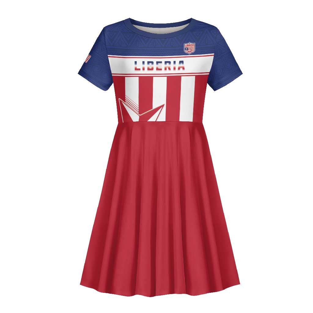 Custom Liberia Football Kid Short Sleeve Dress Sporty Style