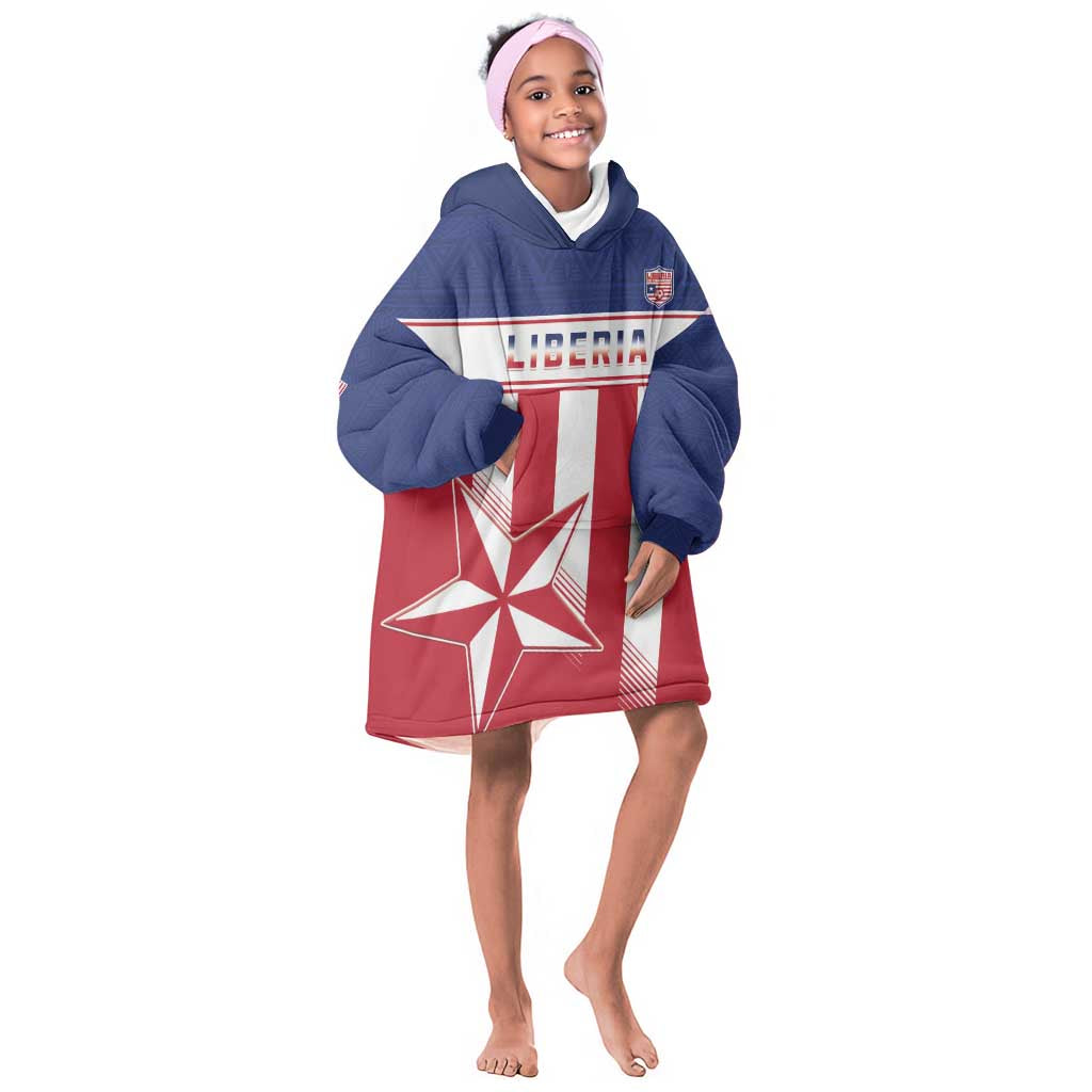 Custom Liberia Football Kid Wearable Blanket Hoodie Sporty Style