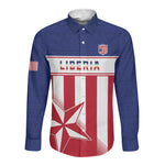 Custom Liberia Football Long Sleeve Button Shirt Sporty Style