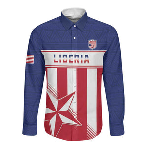 Custom Liberia Football Long Sleeve Button Shirt Sporty Style