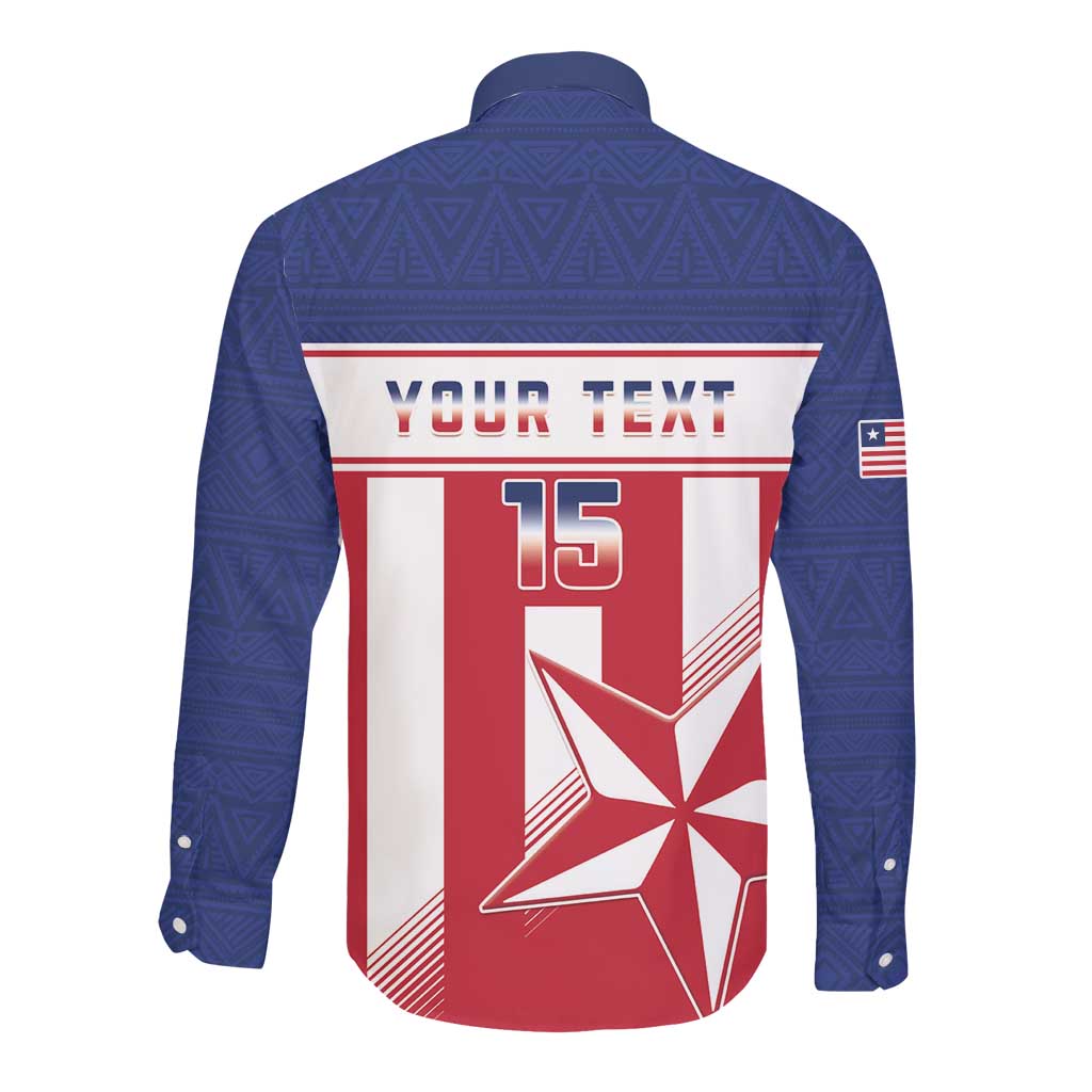 Custom Liberia Football Long Sleeve Button Shirt Sporty Style