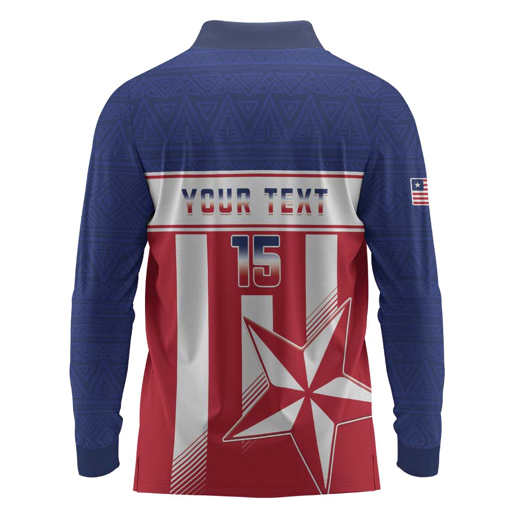 Custom Liberia Football Long Sleeve Polo Shirt Sporty Style