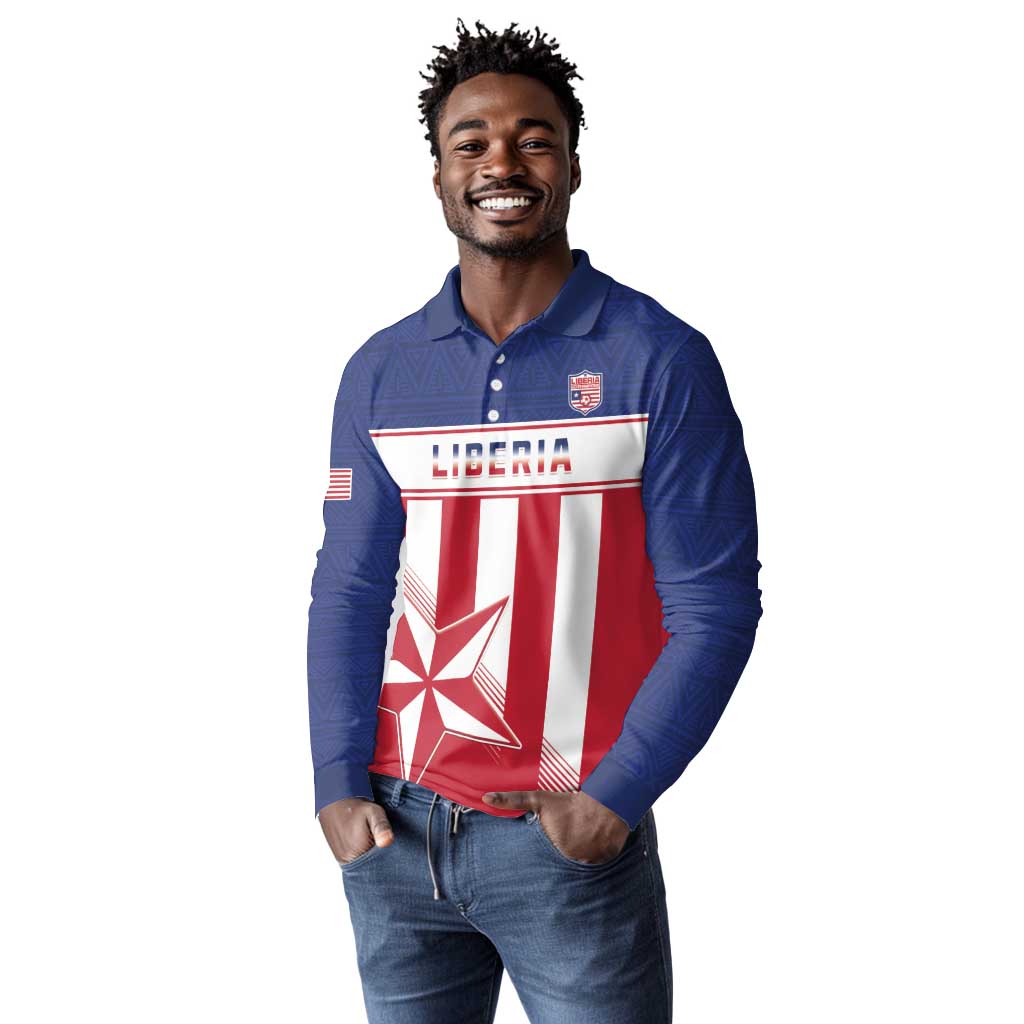 Custom Liberia Football Long Sleeve Polo Shirt Sporty Style