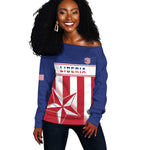 Custom Liberia Football Off Shoulder Sweater Sporty Style