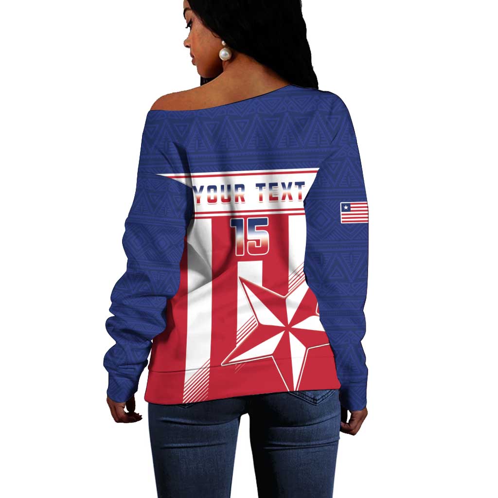 Custom Liberia Football Off Shoulder Sweater Sporty Style
