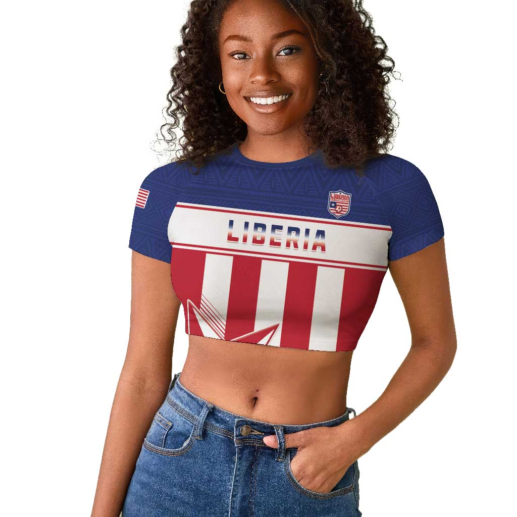 Custom Liberia Football Raglan Cropped T shirt Sporty Style