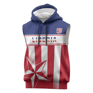 Custom Liberia Football Sleeveless Hoodie Sporty Style - African Pride