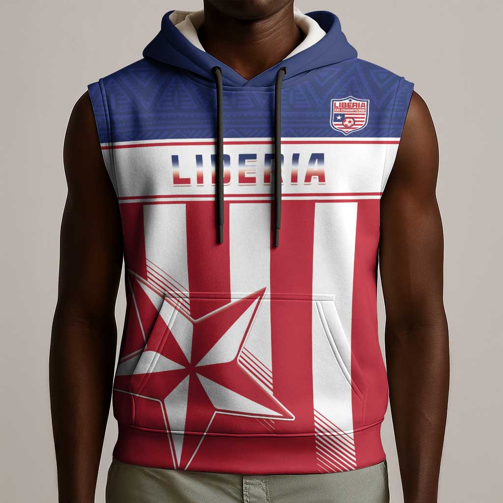Custom Liberia Football Sleeveless Hoodie Sporty Style - African Pride