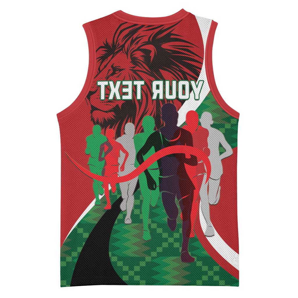 Personalised Athletics Kenya Basketball Jersey Kente Pattern - African Pride