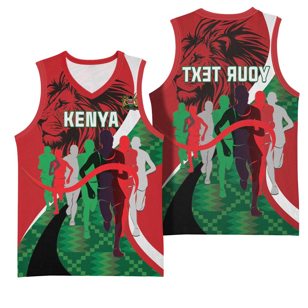 Personalised Athletics Kenya Basketball Jersey Kente Pattern - African Pride