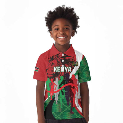 Personalised Athletics Kenya Kid Polo Shirt Kente Pattern