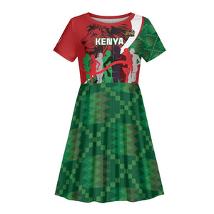 Personalised Athletics Kenya Kid Short Sleeve Dress Kente Pattern