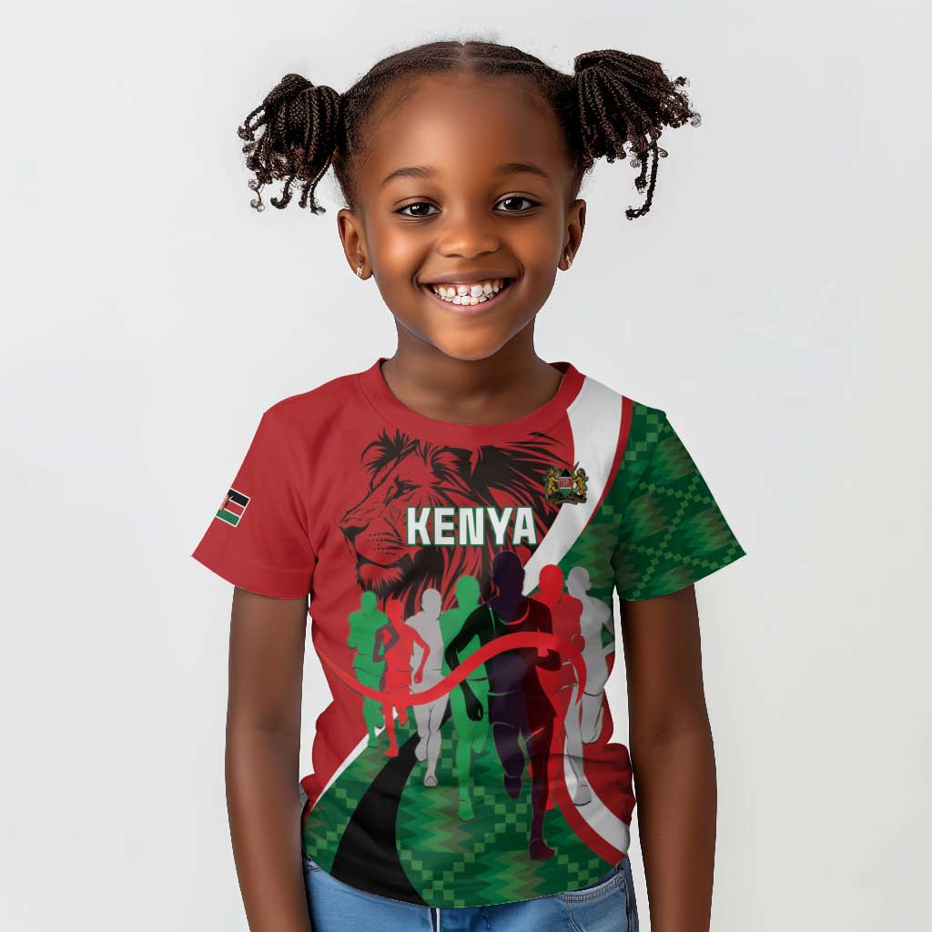 Personalised Athletics Kenya Kid T shirt Kente Pattern