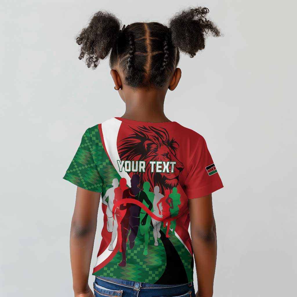 Personalised Athletics Kenya Kid T shirt Kente Pattern