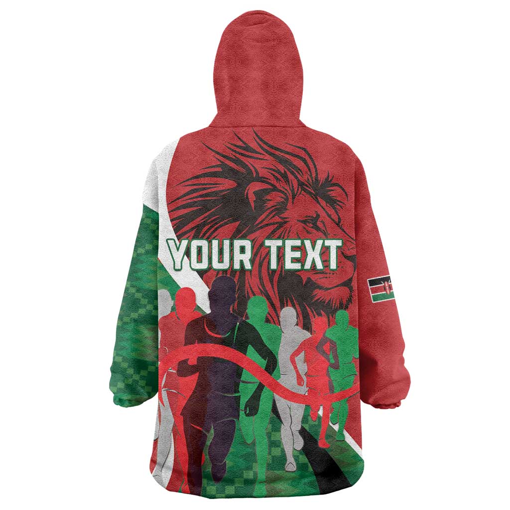 Personalised Athletics Kenya Kid Wearable Blanket Hoodie Kente Pattern