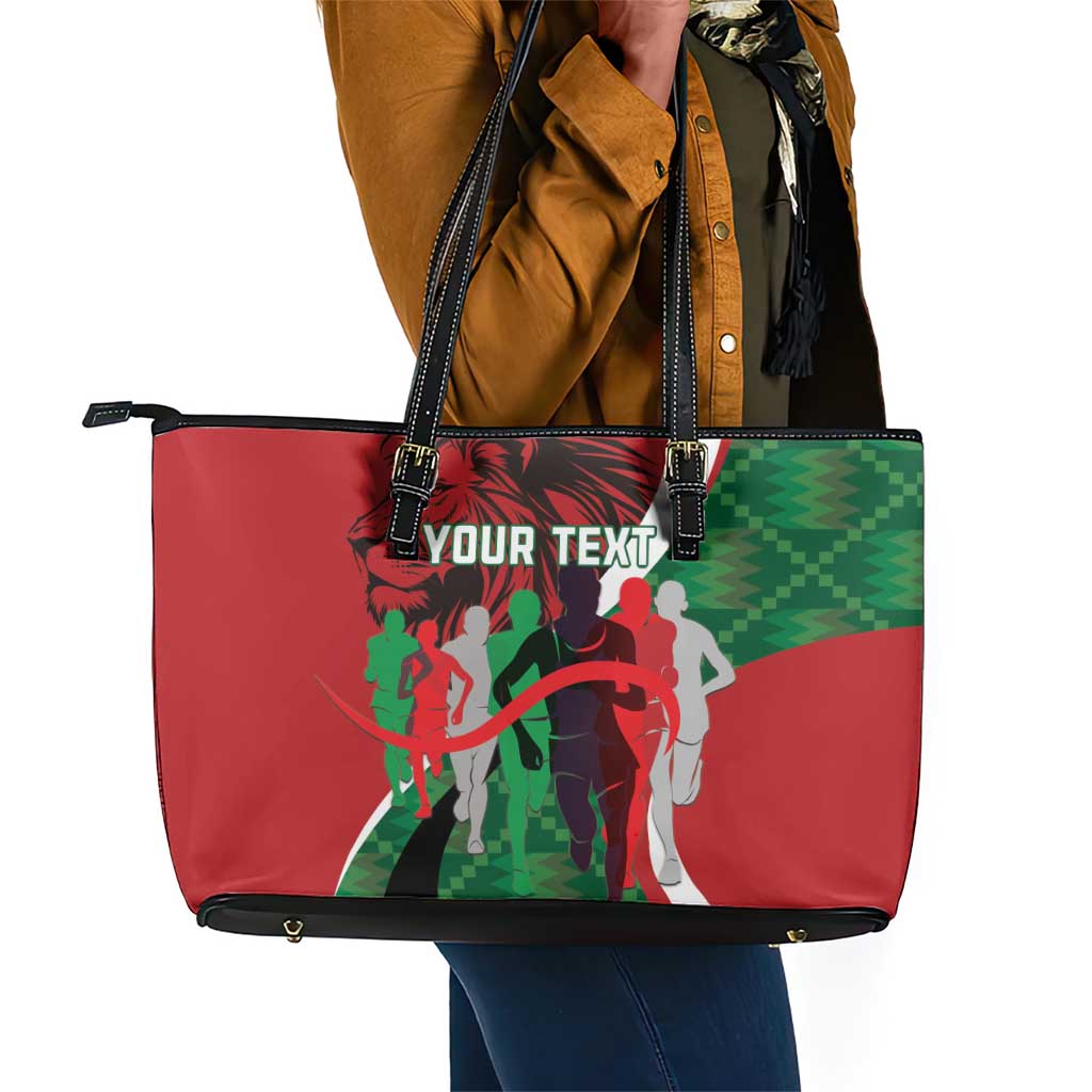 Personalised Athletics Kenya Leather Tote Bag Kente Pattern
