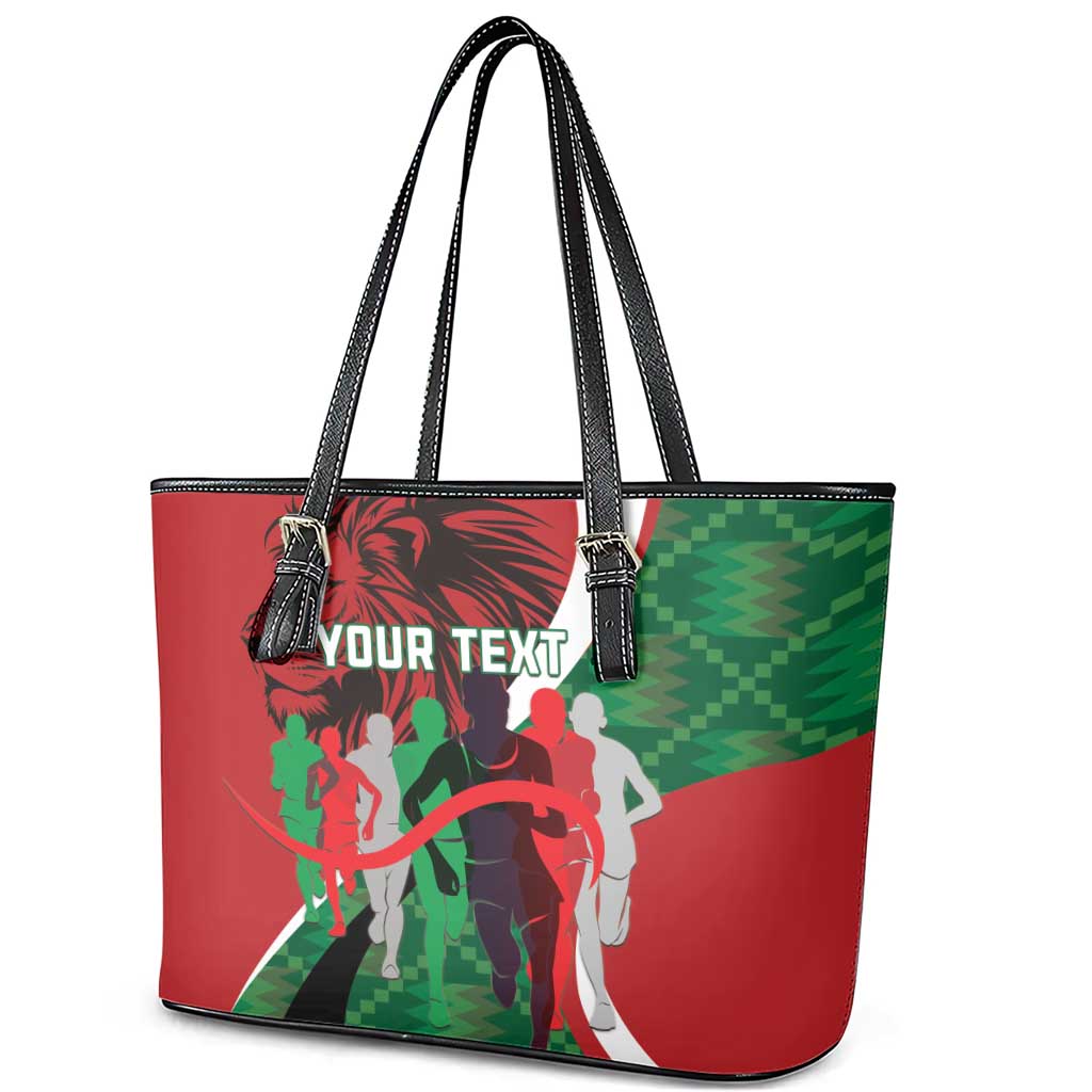 Personalised Athletics Kenya Leather Tote Bag Kente Pattern