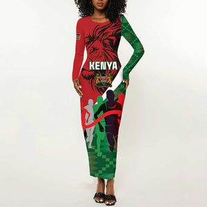 Personalised Athletics Kenya Long Sleeve Bodycon Dress Kente Pattern LT15