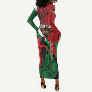 Personalised Athletics Kenya Long Sleeve Bodycon Dress Kente Pattern LT15
