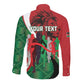 Personalised Athletics Kenya Long Sleeve Button Shirt Kente Pattern