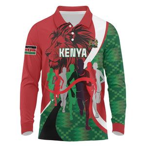 Personalised Athletics Kenya Long Sleeve Polo Shirt Kente Pattern