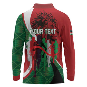 Personalised Athletics Kenya Long Sleeve Polo Shirt Kente Pattern