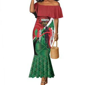 Personalised Athletics Kenya Mermaid Dress Kente Pattern