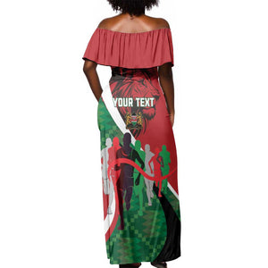 Personalised Athletics Kenya Off Shoulder Maxi Dress Kente Pattern