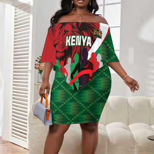 Personalised Athletics Kenya Off Shoulder Short Dress Kente Pattern