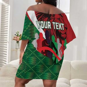 Personalised Athletics Kenya Off Shoulder Short Dress Kente Pattern