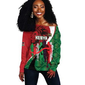 Personalised Athletics Kenya Off Shoulder Sweater Kente Pattern