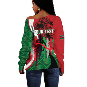 Personalised Athletics Kenya Off Shoulder Sweater Kente Pattern