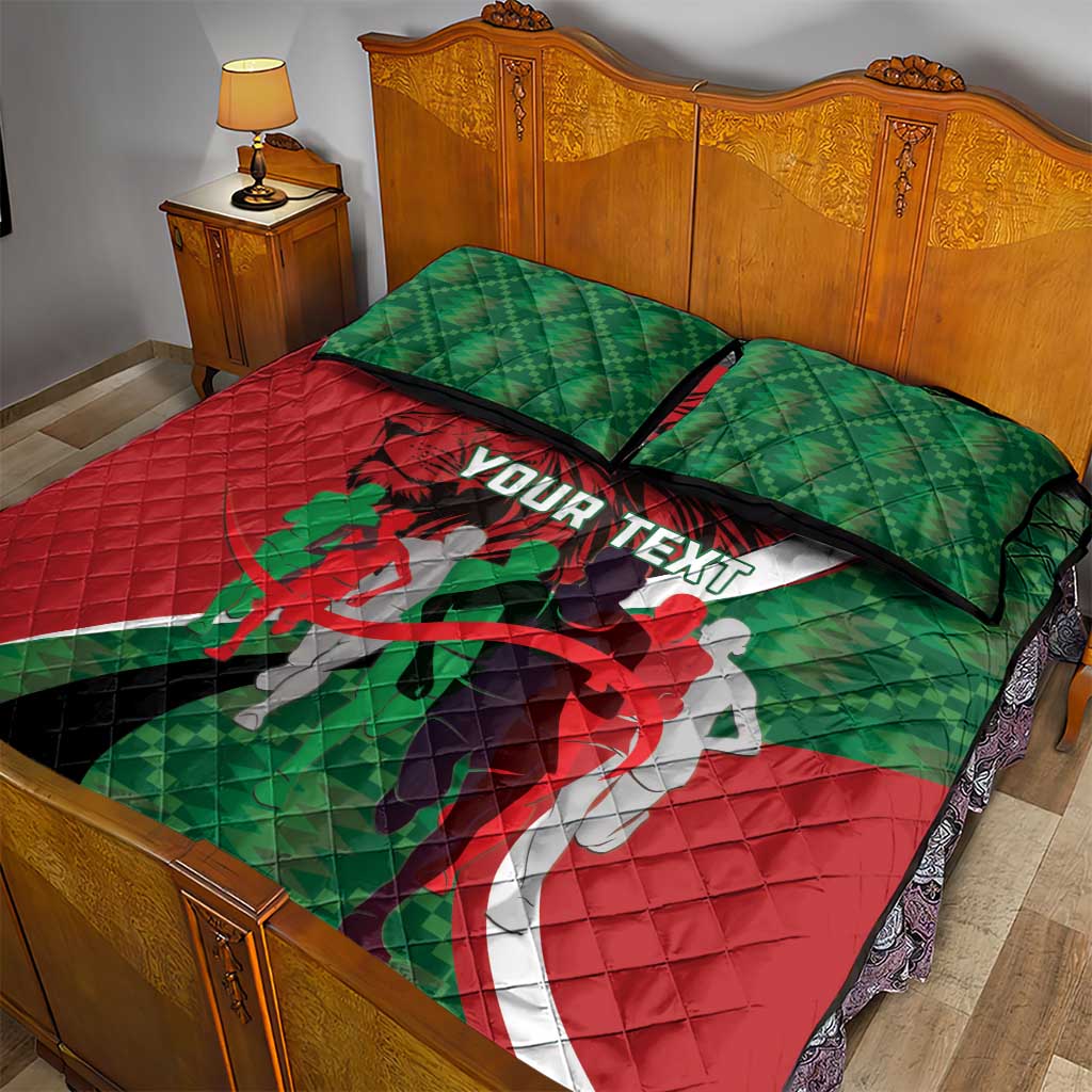 Personalised Athletics Kenya Quilt Bed Set Kente Pattern