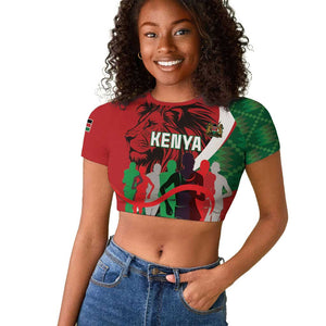 Personalised Athletics Kenya Raglan Cropped T shirt Kente Pattern