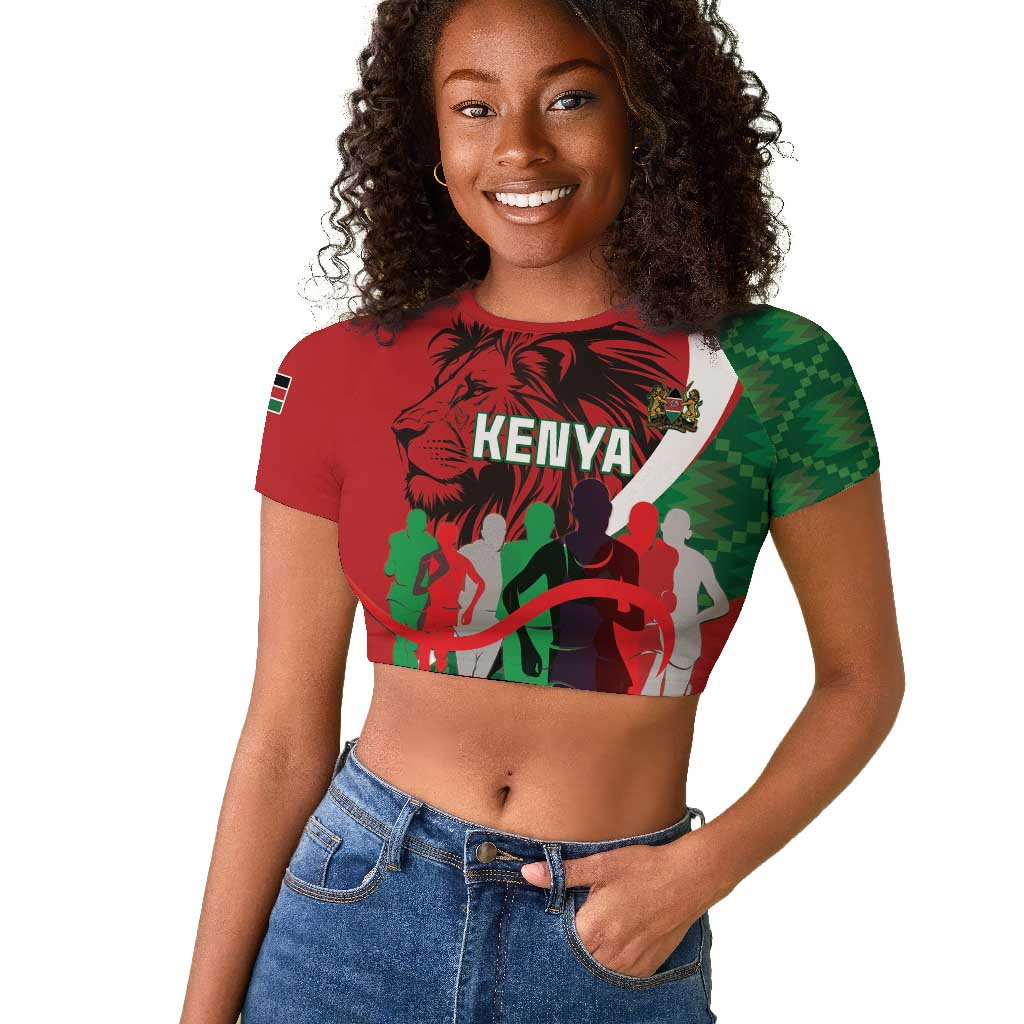 Personalised Athletics Kenya Raglan Cropped T shirt Kente Pattern