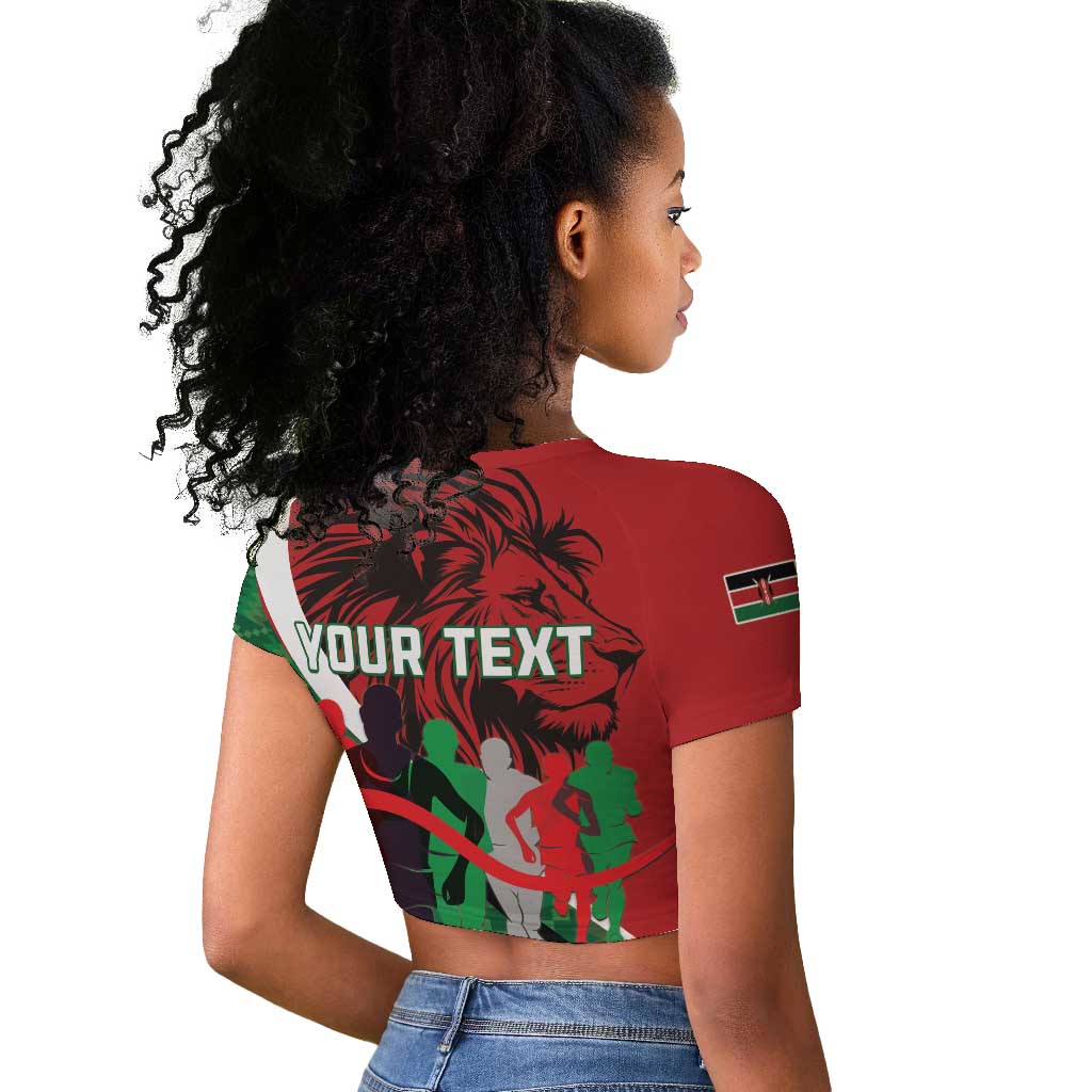 Personalised Athletics Kenya Raglan Cropped T shirt Kente Pattern