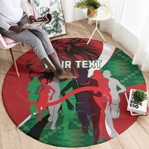 Personalised Athletics Kenya Round Carpet Kente Pattern
