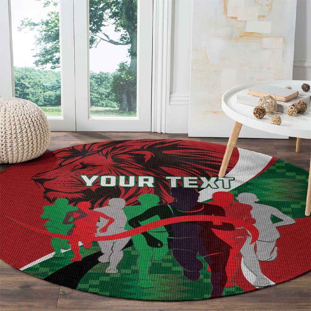 Personalised Athletics Kenya Round Carpet Kente Pattern