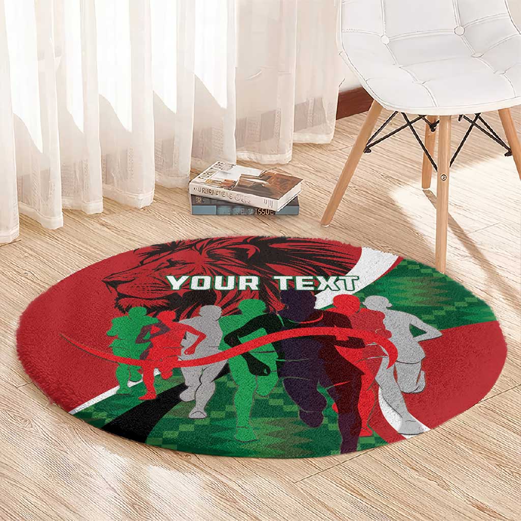 Personalised Athletics Kenya Round Carpet Kente Pattern