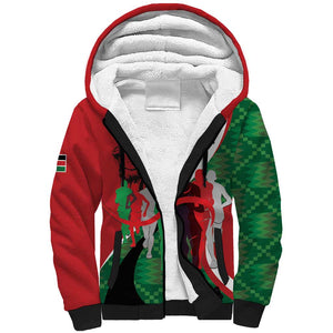 Personalised Athletics Kenya Sherpa Hoodie Kente Pattern