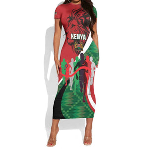 Personalised Athletics Kenya Short Sleeve Bodycon Dress Kente Pattern LT15