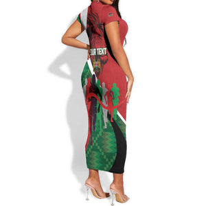 Personalised Athletics Kenya Short Sleeve Bodycon Dress Kente Pattern LT15