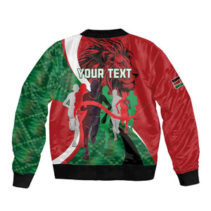 Personalised Athletics Kenya Sleeve Zip Bomber Jacket Kente Pattern