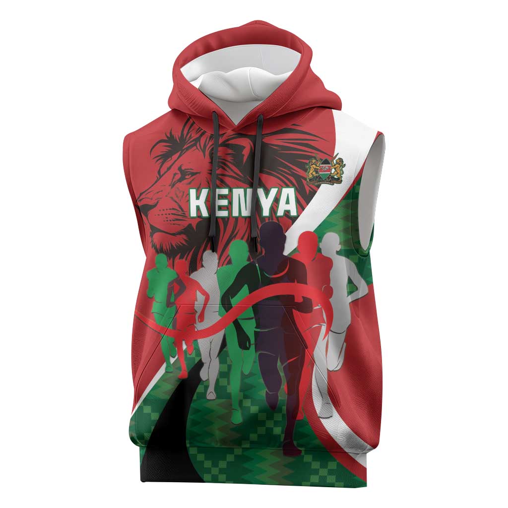 Personalised Athletics Kenya Sleeveless Hoodie Kente Pattern - African Pride